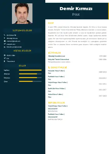 Pilot CV Örnekleri cv indir